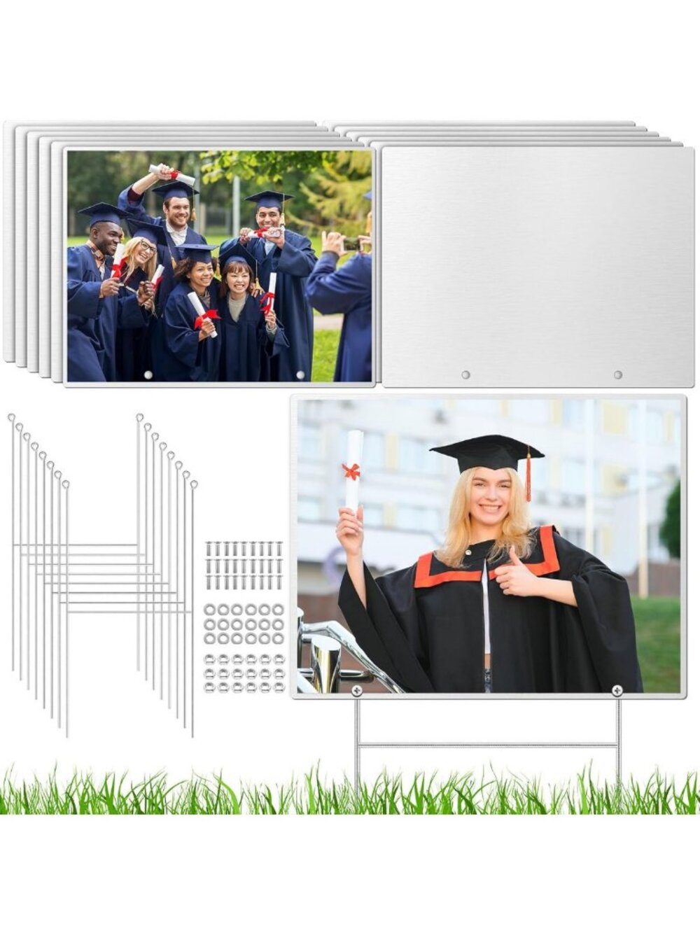 12 Pack 16x12 Inch Metal Sign Blanks for Sublimation with Stakes - DIY Craft